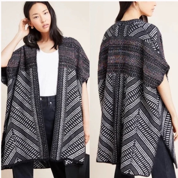 Anthropologie Sweaters - Anthropologie Molly Bracken Sally Geo Open Front Metallic Cardigan Size XS/S